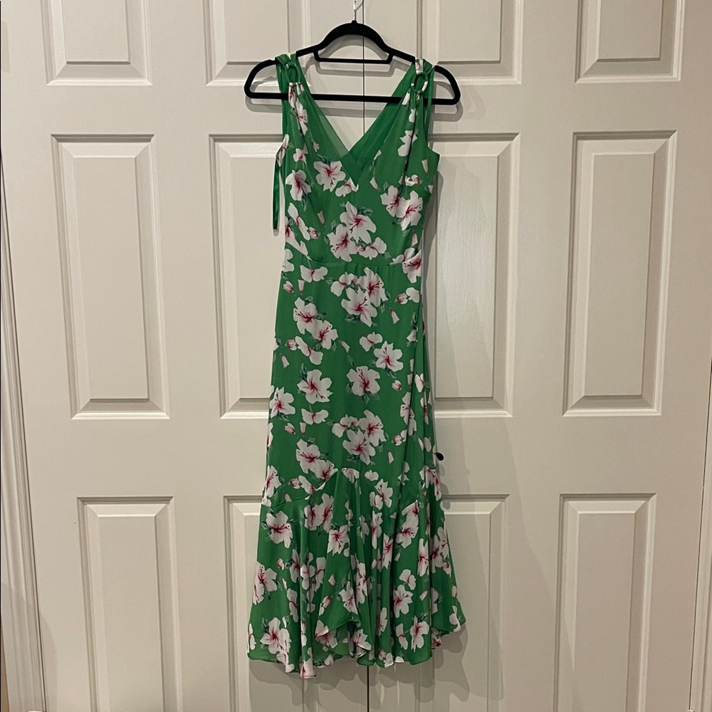 White House Black Market Green Floral Midi Dress